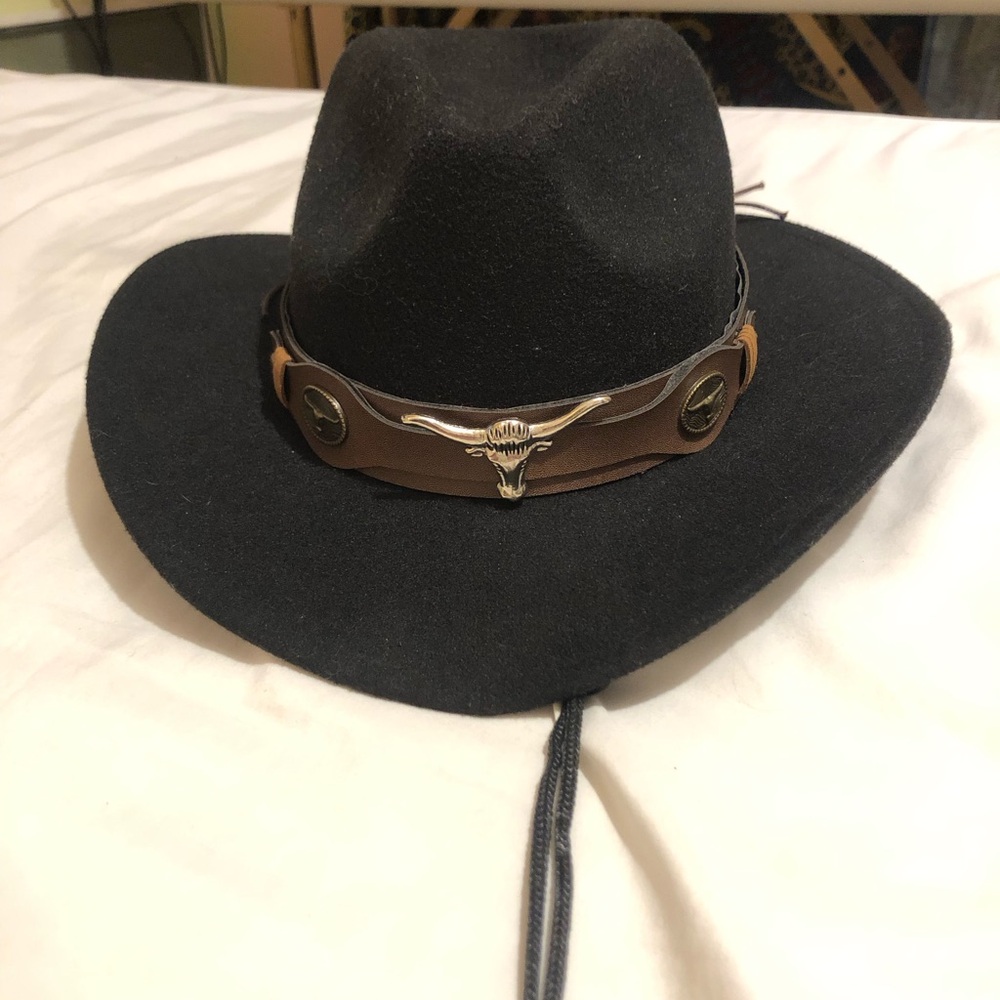 Black Cowboy Hat with Brown Band